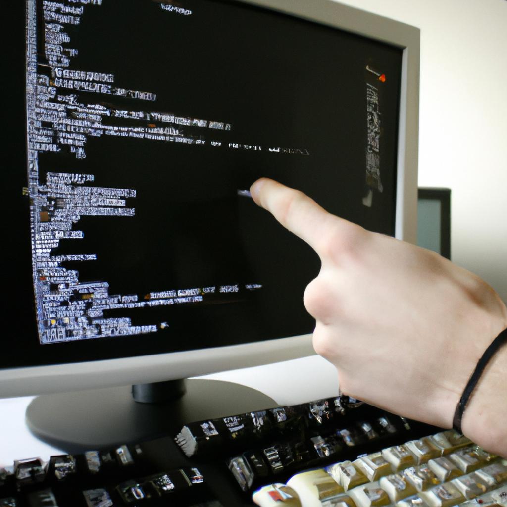 Person working with computer code